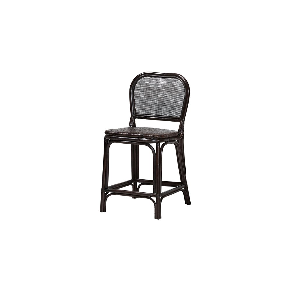 Irene Natural Rattan Counter Stool with Lattice Backrest, Espresso. Picture 1