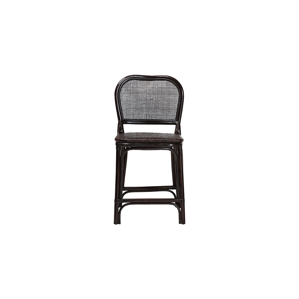 Irene Natural Rattan Counter Stool with Lattice Backrest, Espresso. Picture 3