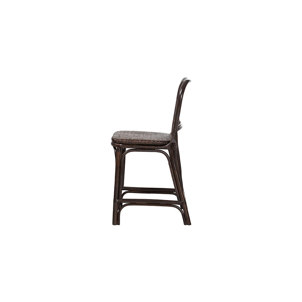 Irene Natural Rattan Counter Stool with Lattice Backrest, Espresso. Picture 4