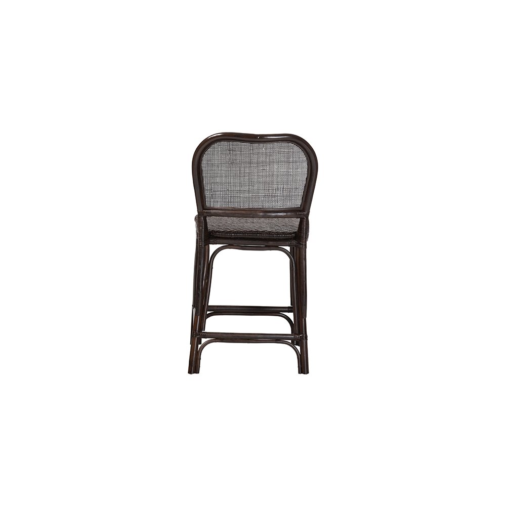 Irene Natural Rattan Counter Stool with Lattice Backrest, Espresso. Picture 5