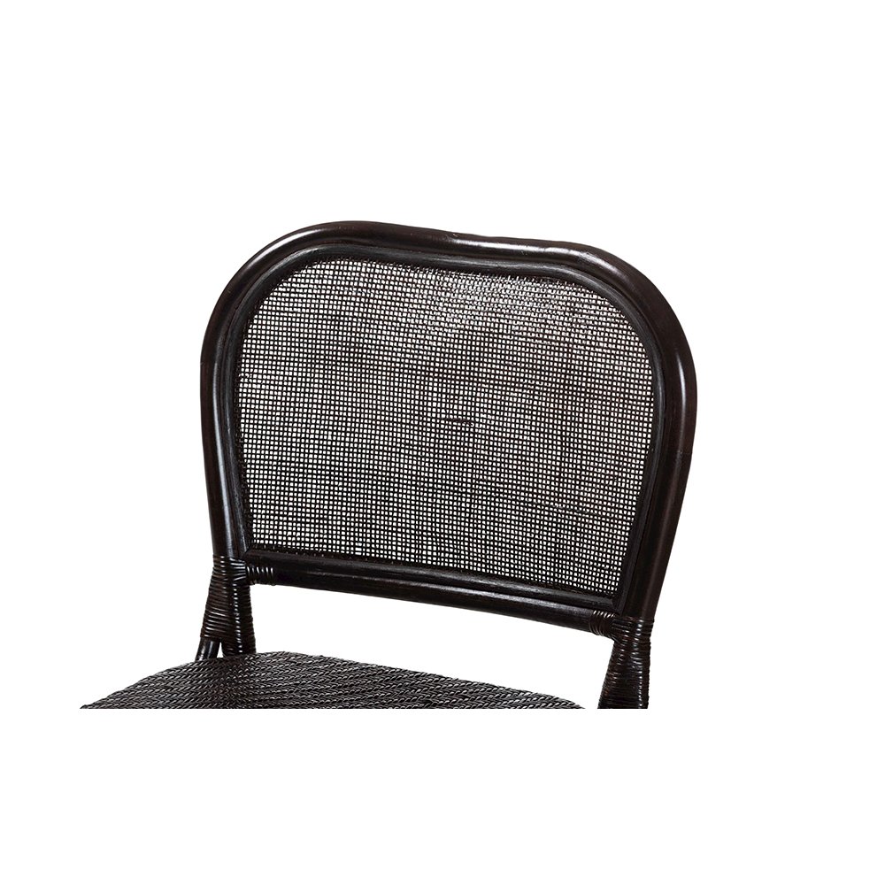 Irene Natural Rattan Counter Stool with Lattice Backrest, Espresso. Picture 6