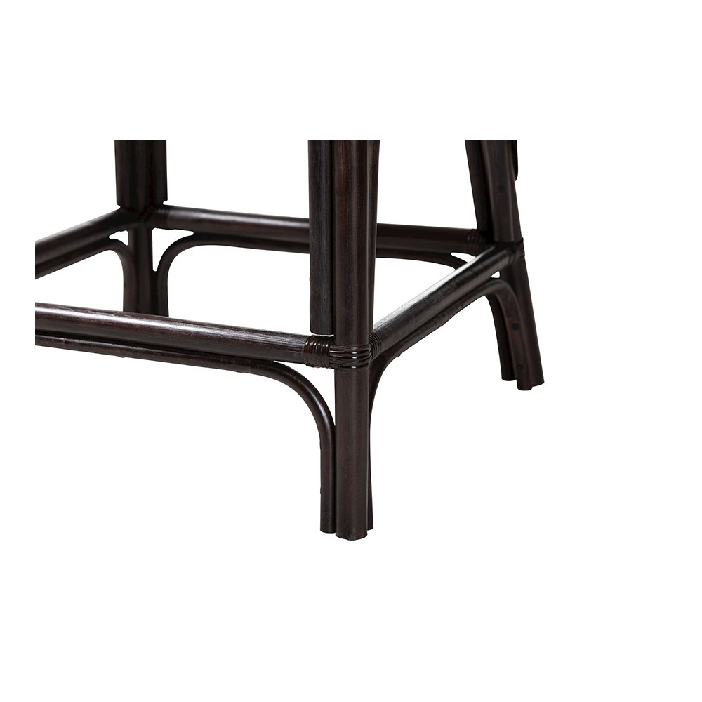 Irene Natural Rattan Counter Stool with Lattice Backrest, Espresso. Picture 7
