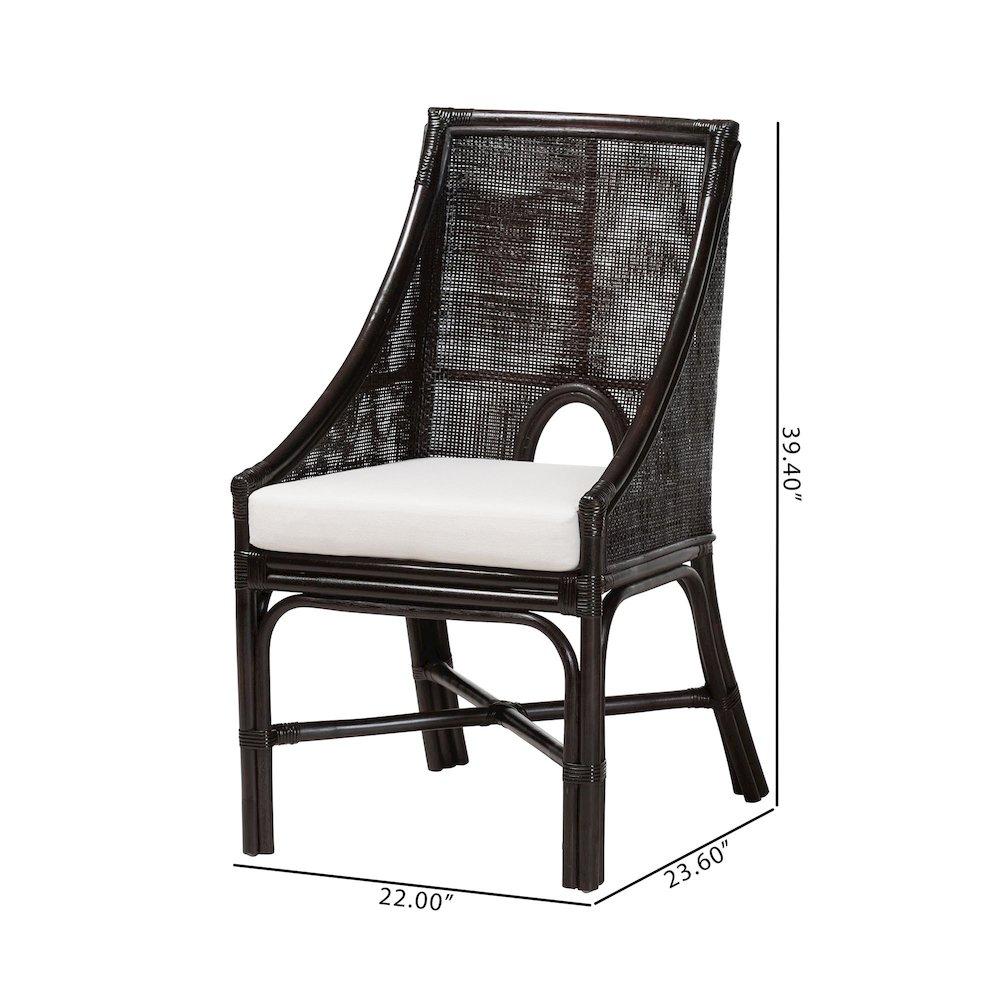 Acton Natural Rattan 2-Pc Dining Chair Set - Tall Back, Sloped Arms. Picture 8