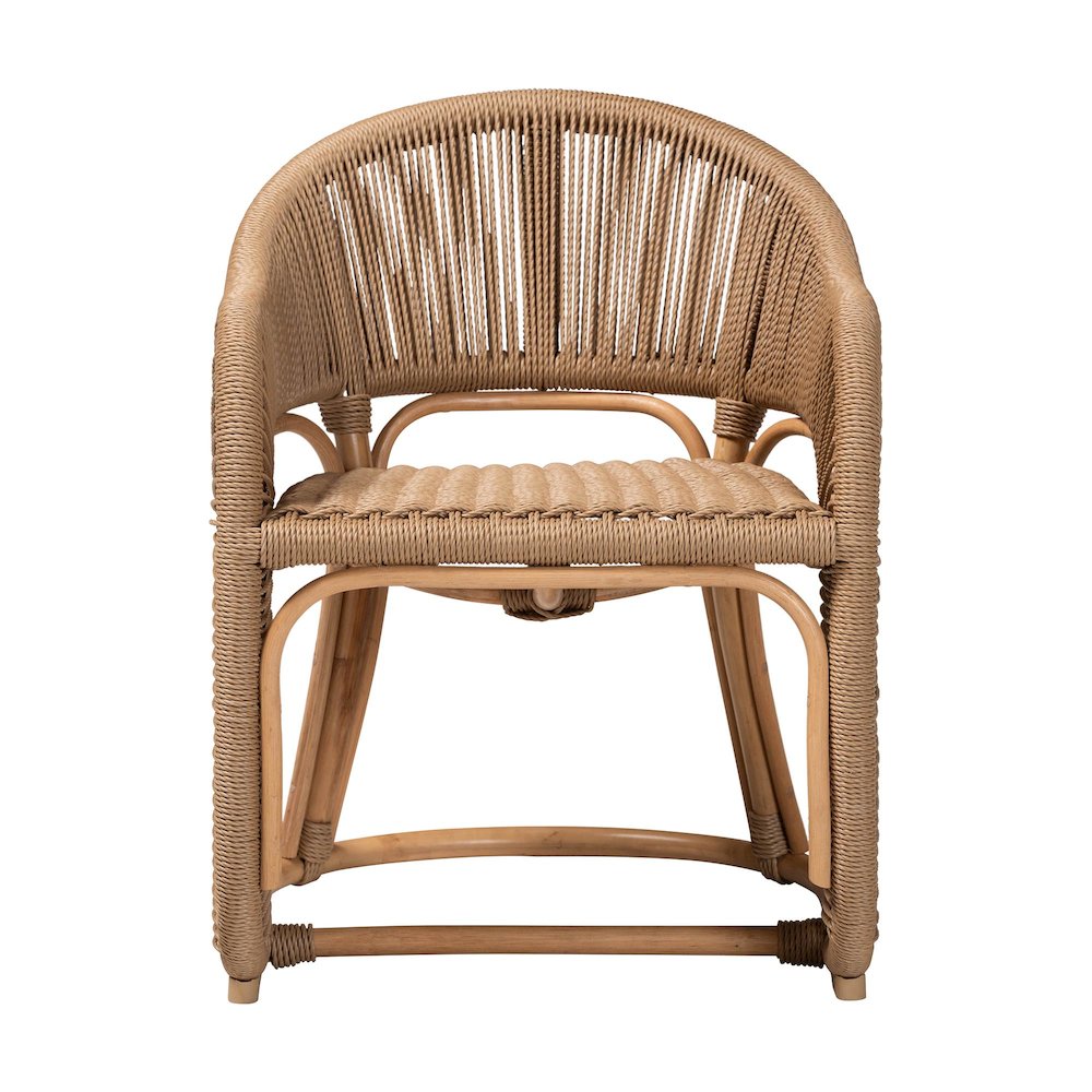 Isra Natural Rattan Accent Chair - Curved Barrel Back Lounge Chair. Picture 2