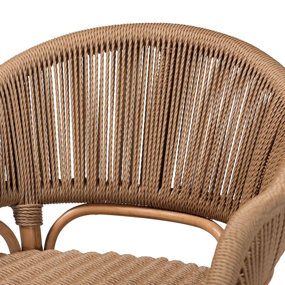 Isra Natural Rattan Accent Chair - Curved Barrel Back Lounge Chair. Picture 5