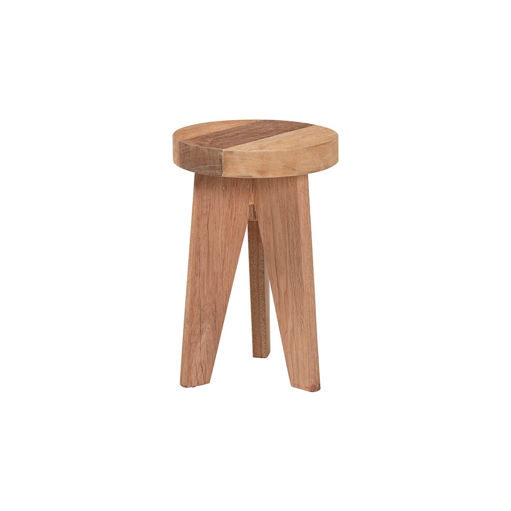 Sayen Acacia Wood Multipurpose Accent Stool with Flared Tripod Base. Picture 1