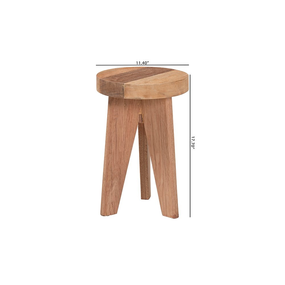 Sayen Acacia Wood Multipurpose Accent Stool with Flared Tripod Base. Picture 9