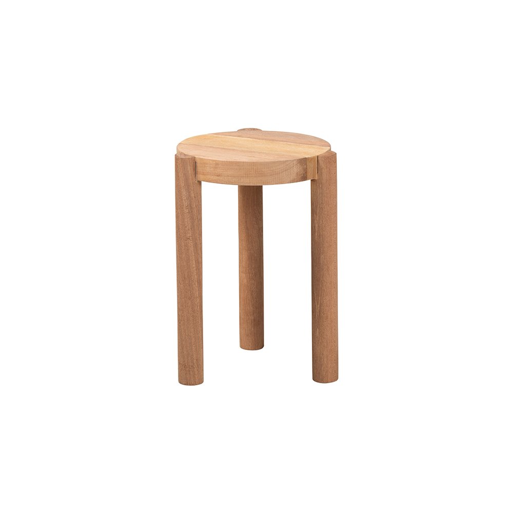 Shadi Acacia Wood Multipurpose Accent Stool with Sculptural Tripod Base. Picture 3