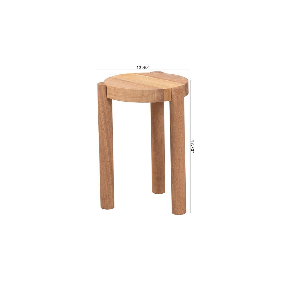Shadi Acacia Wood Multipurpose Accent Stool with Sculptural Tripod Base. Picture 9