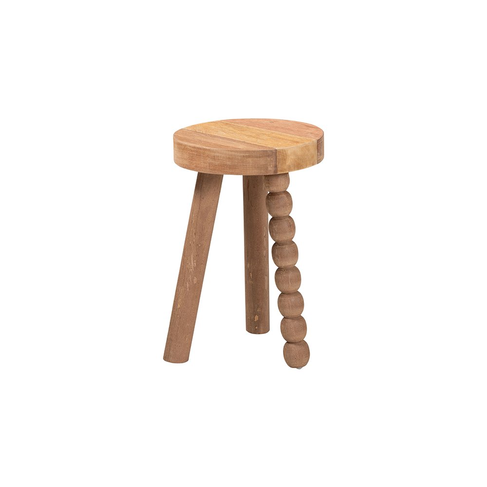 Sihu Acacia Wood Multipurpose Accent Stool with Bobbin Tripod Base. Picture 1