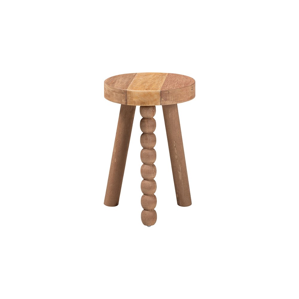 Sihu Acacia Wood Multipurpose Accent Stool with Bobbin Tripod Base. Picture 3