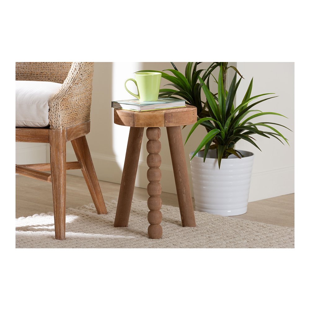 Sihu Acacia Wood Multipurpose Accent Stool with Bobbin Tripod Base. Picture 2