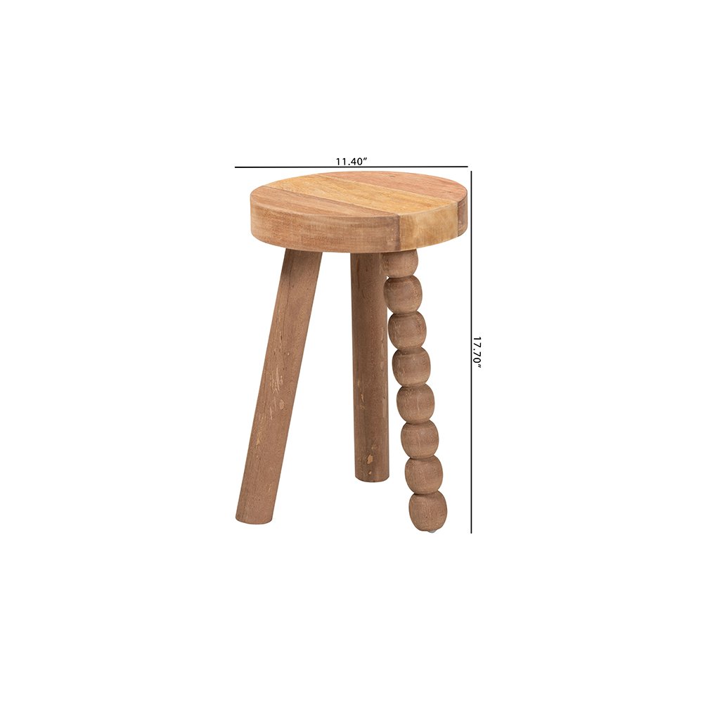 Sihu Acacia Wood Multipurpose Accent Stool with Bobbin Tripod Base. Picture 9