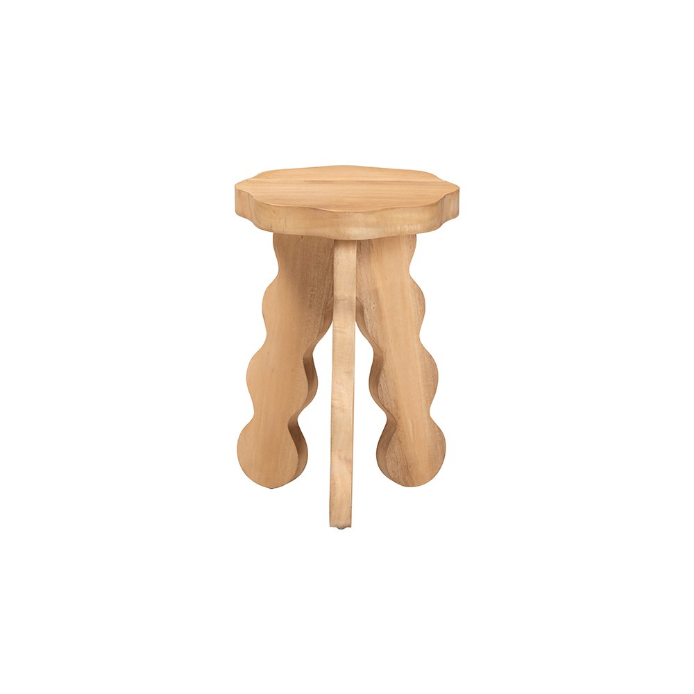 Sino Acacia Wood Multipurpose Accent Stool with Wavy Tripod Base. Picture 3