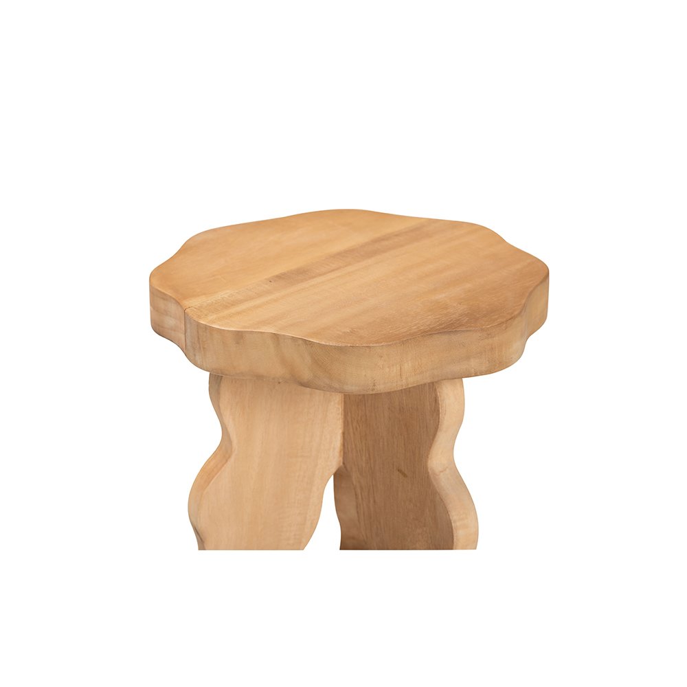Sino Acacia Wood Multipurpose Accent Stool with Wavy Tripod Base. Picture 4