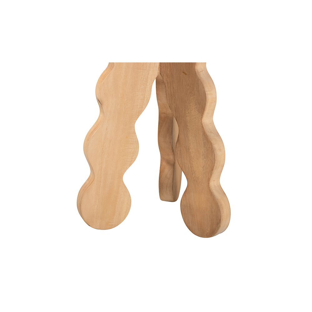 Sino Acacia Wood Multipurpose Accent Stool with Wavy Tripod Base. Picture 5