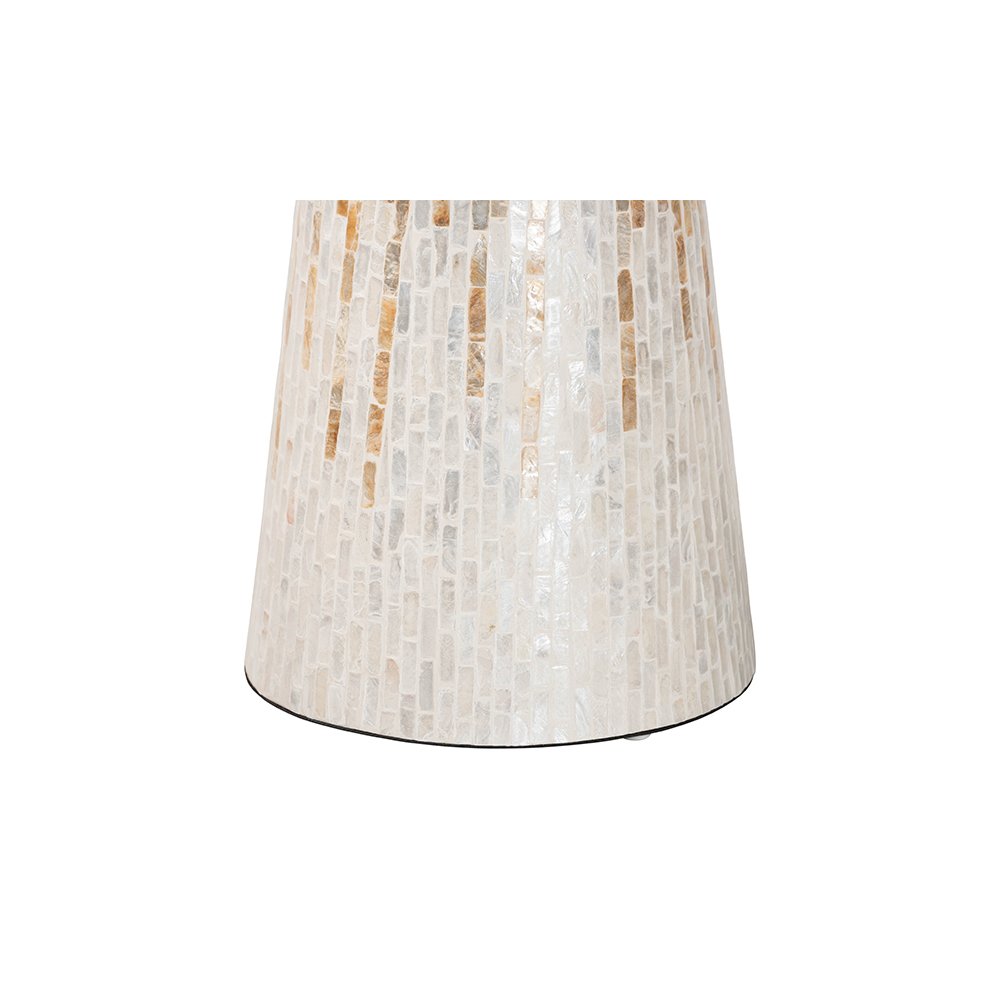 Beile Capiz Shell Pedestal End Table with Scalloped Textured Inlay. Picture 5