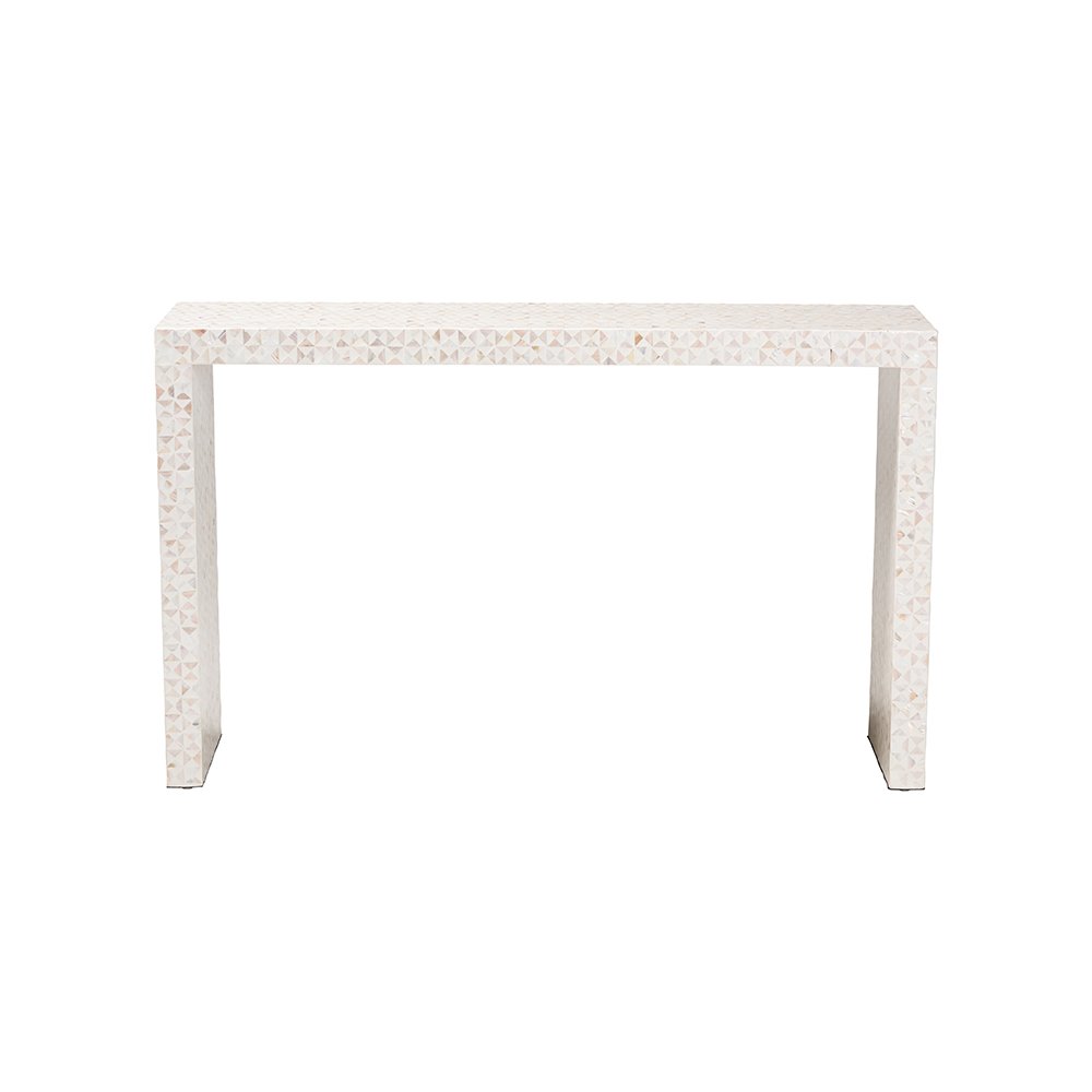 Magara Capiz Shell Waterfall Console Table with Textured Inlay. Picture 3