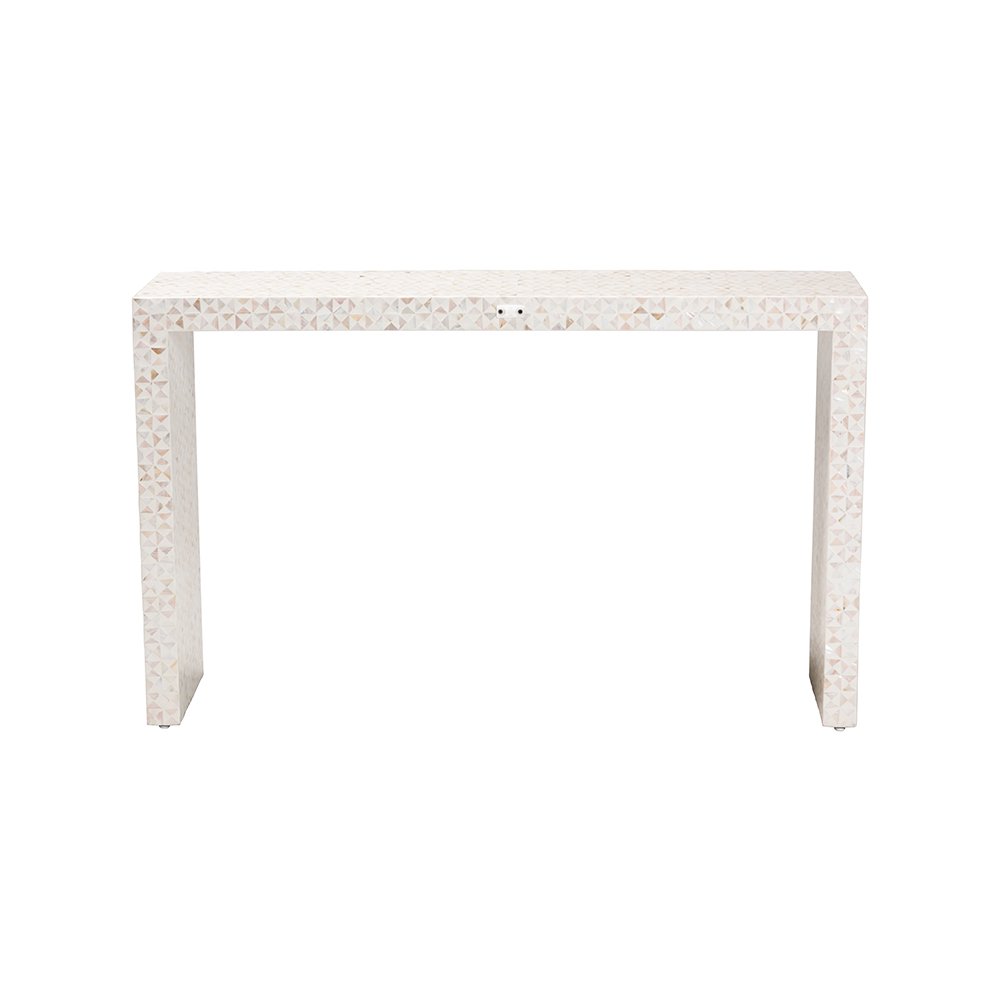 Magara Capiz Shell Waterfall Console Table with Textured Inlay. Picture 5