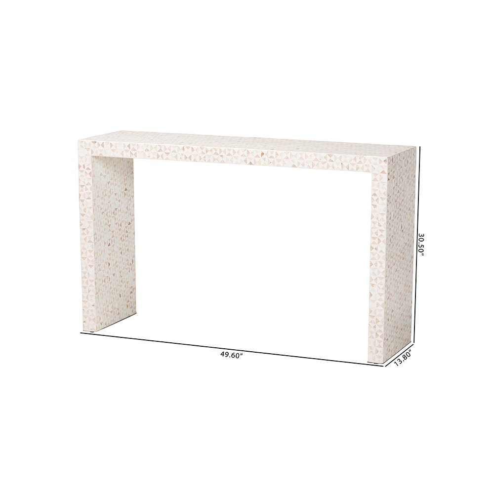 Magara Capiz Shell Waterfall Console Table with Textured Inlay. Picture 9