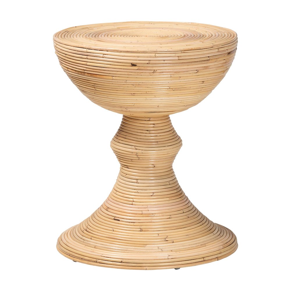 Brookwood Natural Rattan End Table - Wicker Accent Table with Pedestal Base. Picture 1