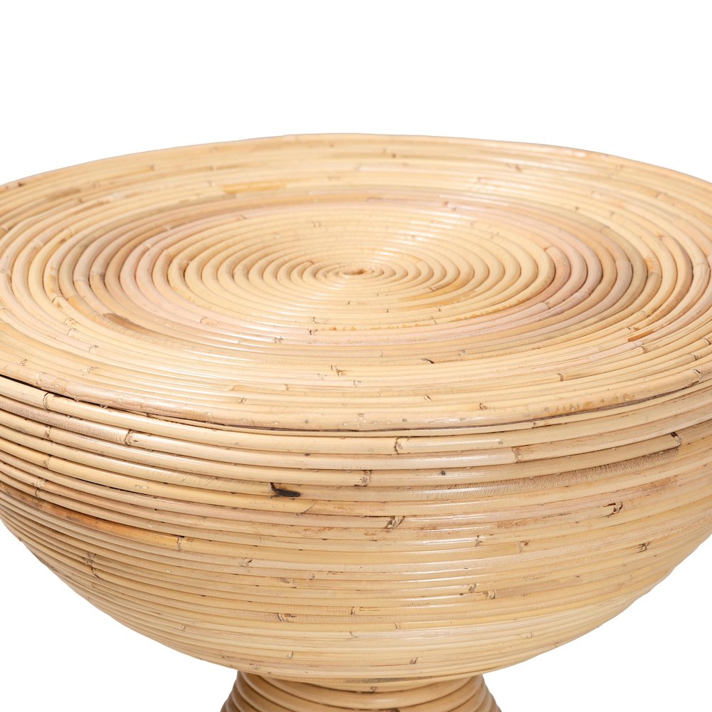 Brookwood Natural Rattan End Table - Wicker Accent Table with Pedestal Base. Picture 2