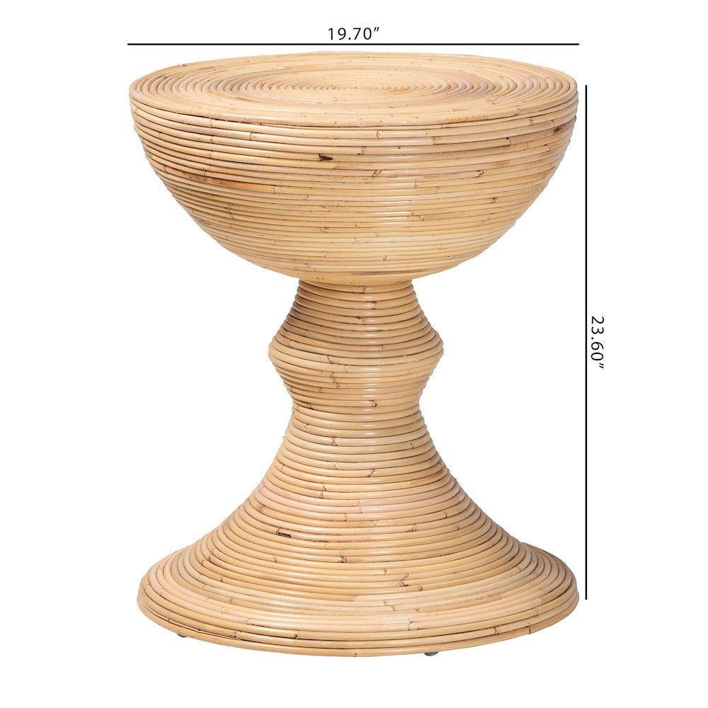 Brookwood Natural Rattan End Table - Wicker Accent Table with Pedestal Base. Picture 7