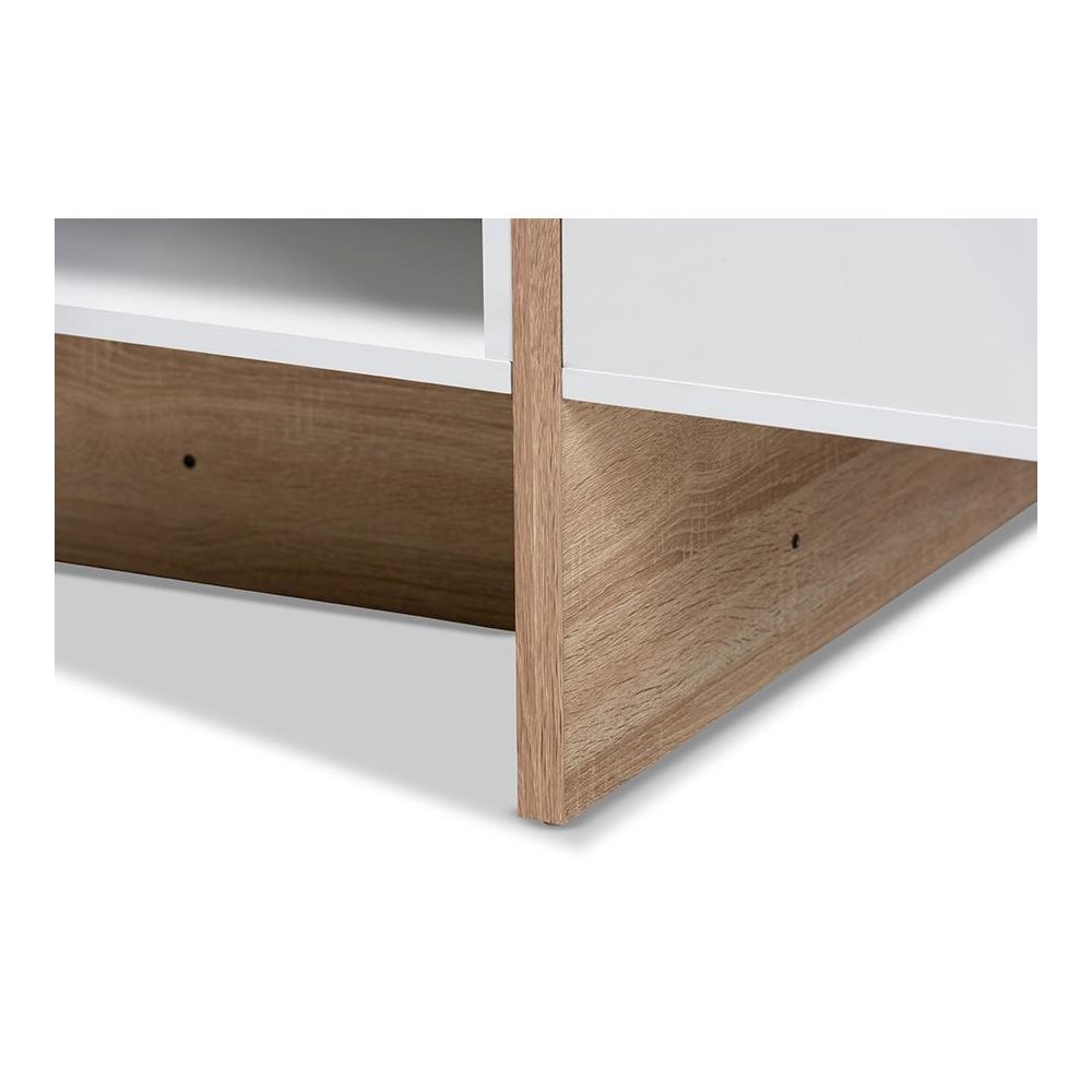 Rasa Modern and Contemporary Two-Tone White and Oak Finished Wood Coffee Table. Picture 4