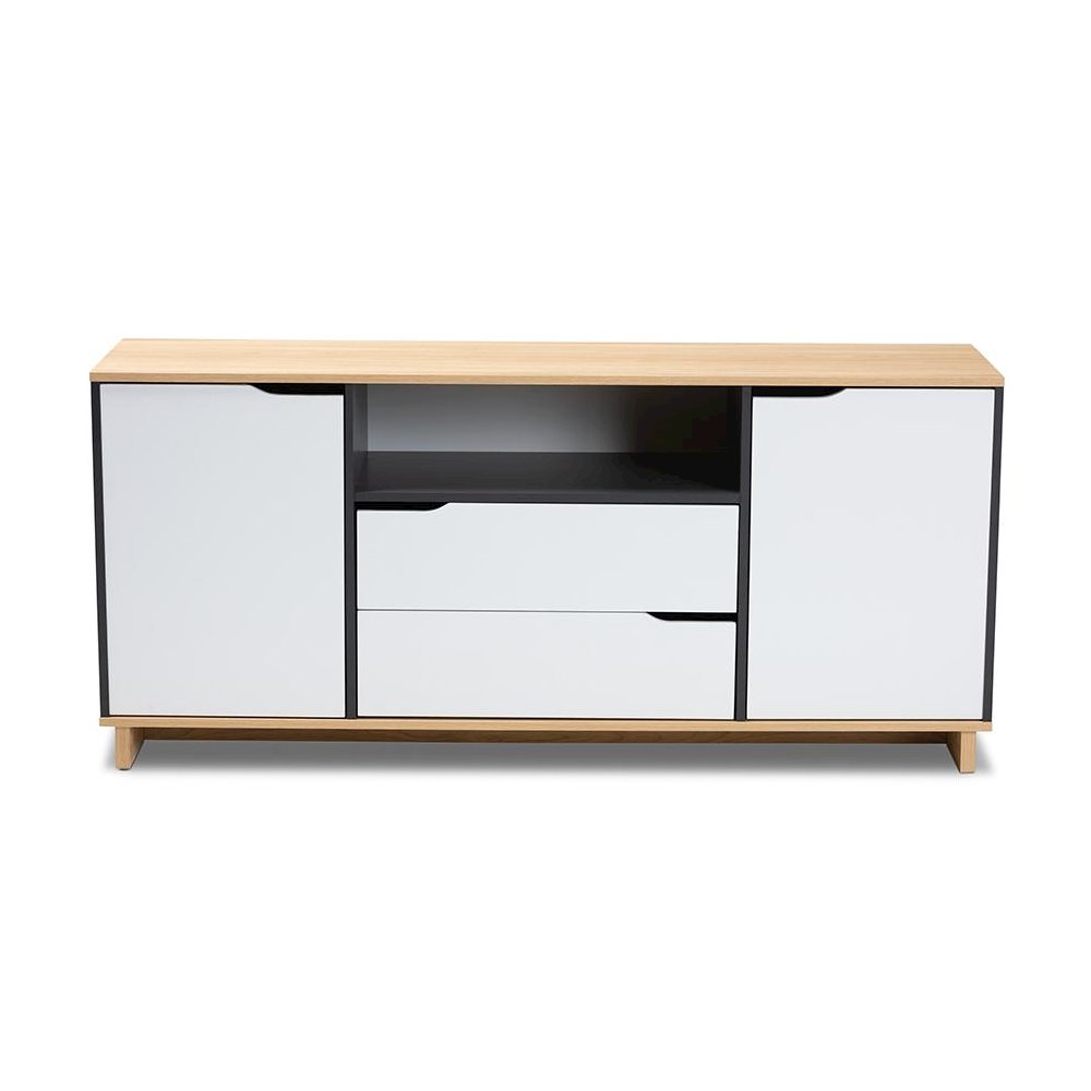 Reed Mid-Century Modern Multicolor 2-Door Wood Dining Room Sideboard. Picture 3