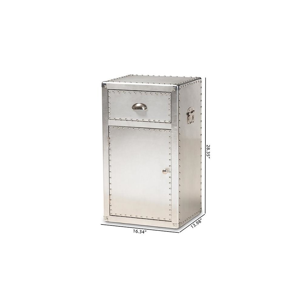 Baxton Studio Serge French Industrial Silver Metal 1-Door Accent Storage Cabinet. Picture 11