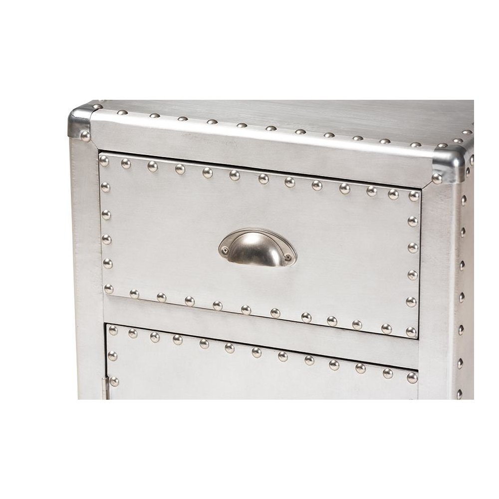 Baxton Studio Serge French Industrial Silver Metal 1-Door Accent Storage Cabinet. Picture 6