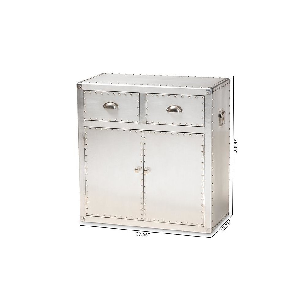 Baxton Studio Serge French Industrial Silver Metal 2-Door Accent Storage Cabinet. Picture 10