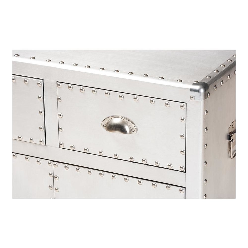 Baxton Studio Serge French Industrial Silver Metal 2-Door Accent Storage Cabinet. Picture 5