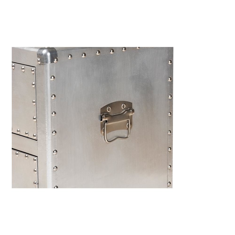 Baxton Studio Serge French Industrial Silver Metal 2-Door Accent Storage Cabinet. Picture 7