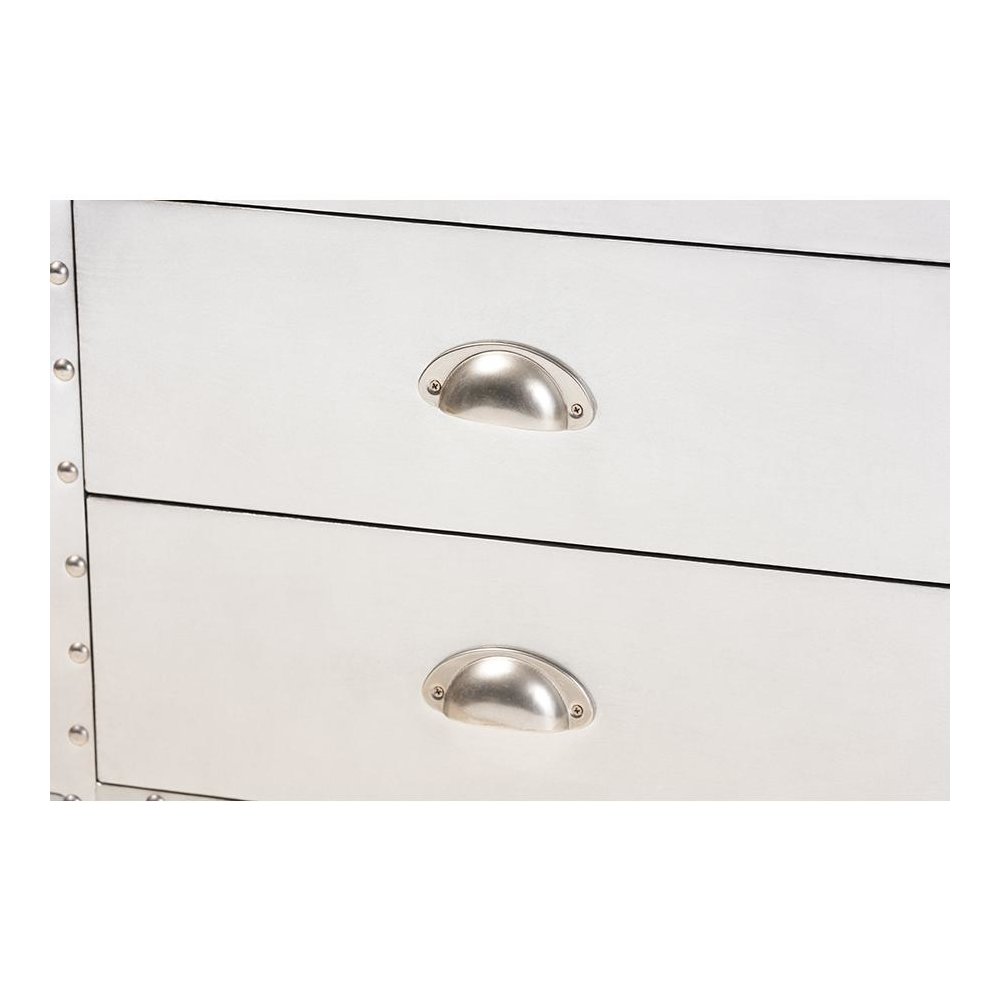 Serge French Industrial Silver Metal 2-Drawer Accent Storage Cabinet. Picture 7