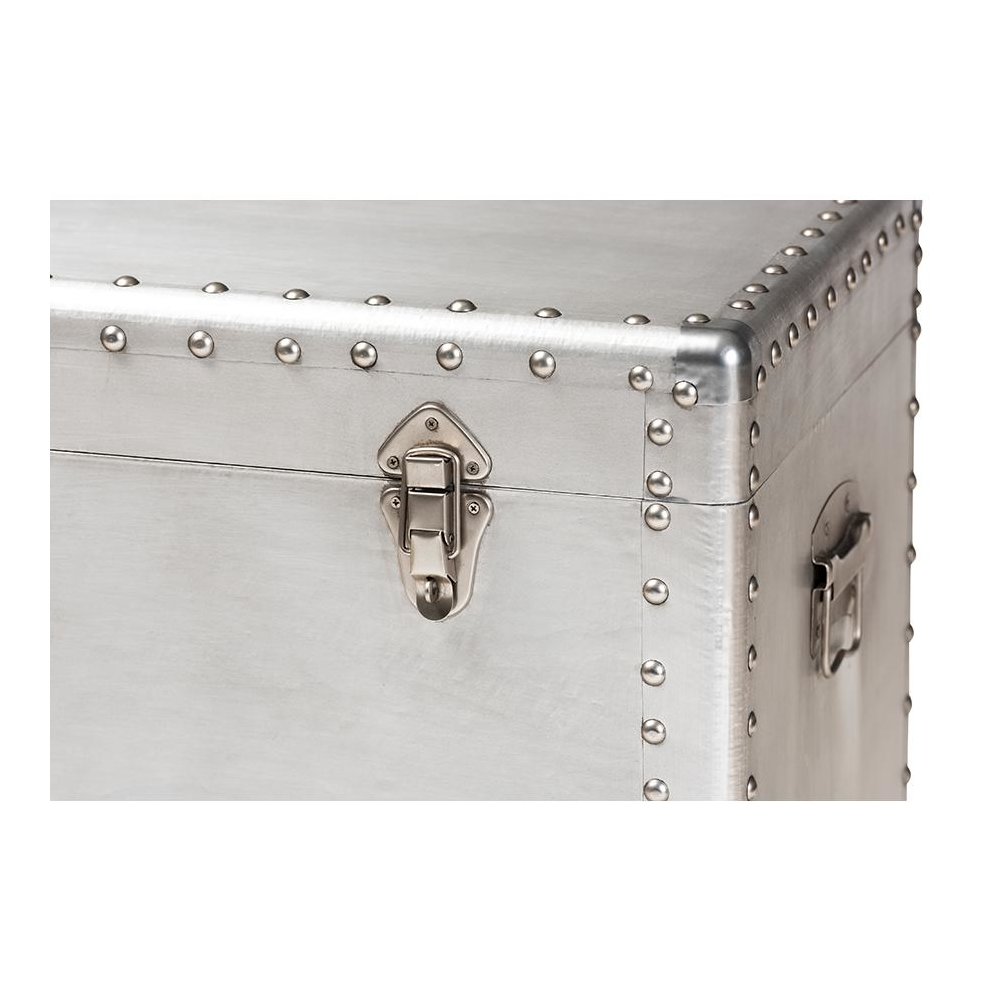 Serge French Industrial Silver Metal 3-Drawer Accent Storage Cabinet. Picture 6