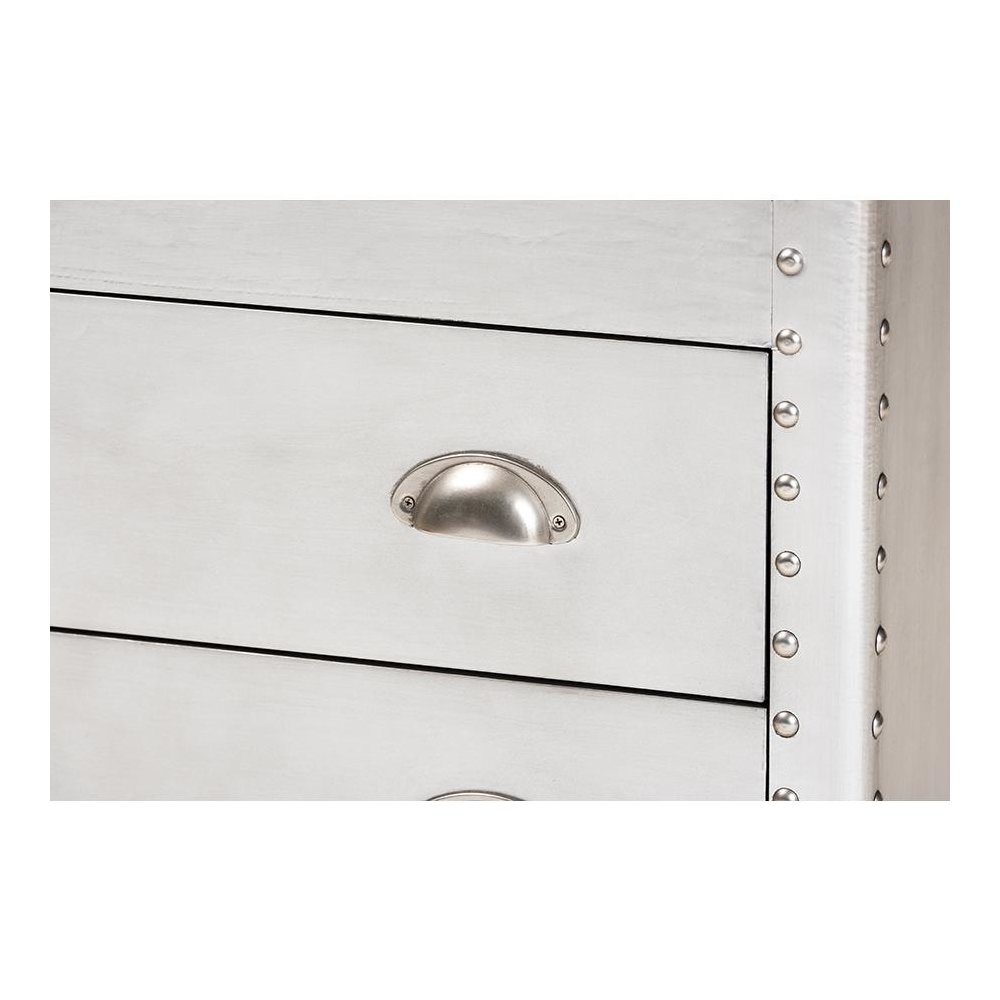 Serge French Industrial Silver Metal 3-Drawer Accent Storage Cabinet. Picture 7