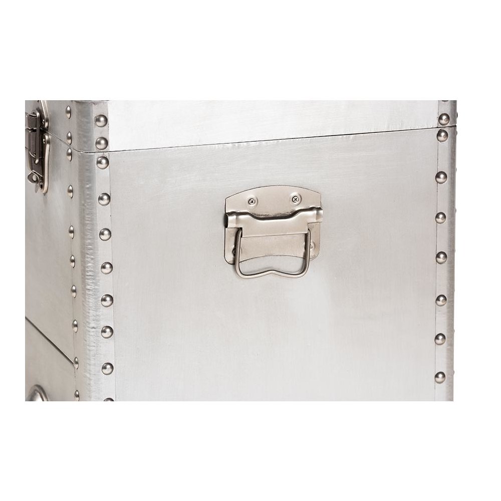 Serge French Industrial Silver Metal 3-Drawer Accent Storage Cabinet. Picture 8