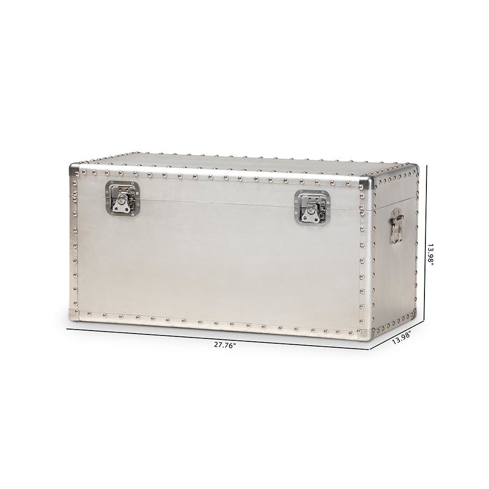 Baxton Studio Serge French Industrial Silver Metal Storage Trunk. Picture 10