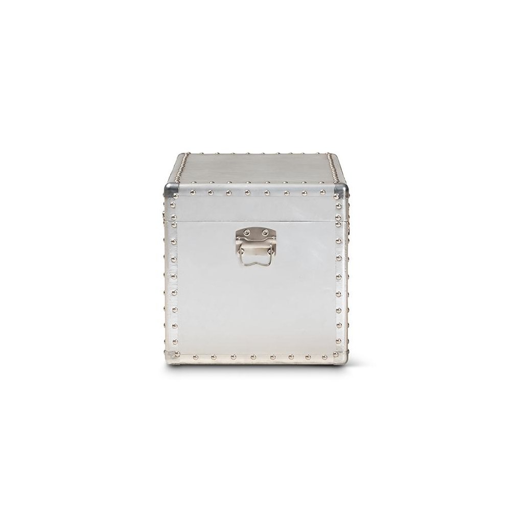 Baxton Studio Serge French Industrial Silver Metal Storage Trunk. Picture 4
