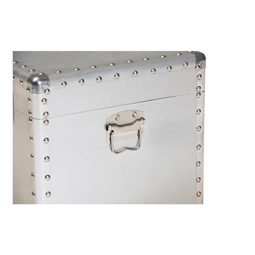 Baxton Studio Serge French Industrial Silver Metal Storage Trunk. Picture 7