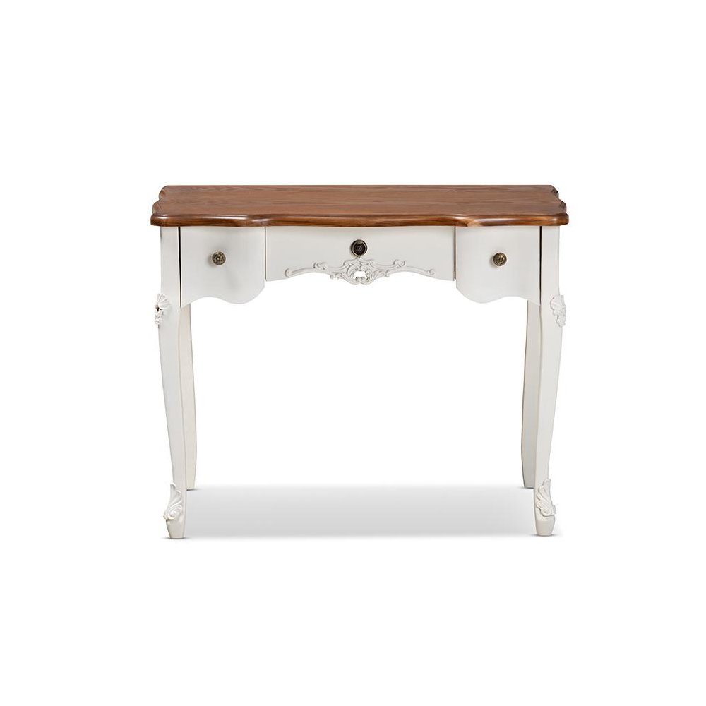Brown Finished Small 3-Drawer Wood Console Table. Picture 3