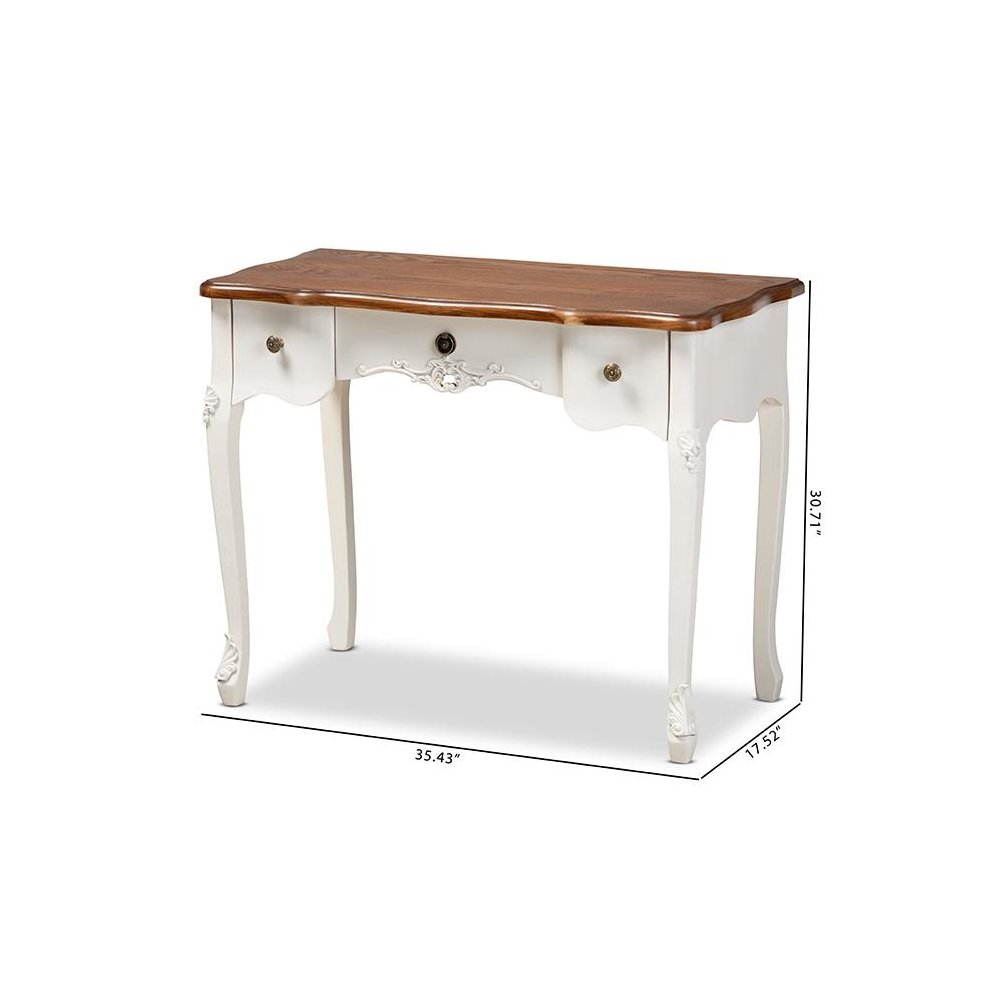 Brown Finished Small 3-Drawer Wood Console Table. Picture 9