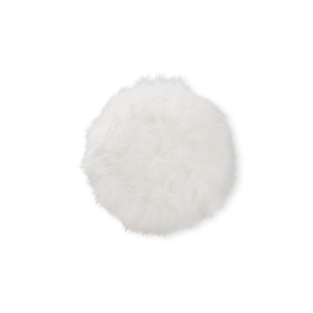 Leonie Glam and Luxe White Faux Fur Upholstered Gold Finished Metal Ottoman. Picture 2