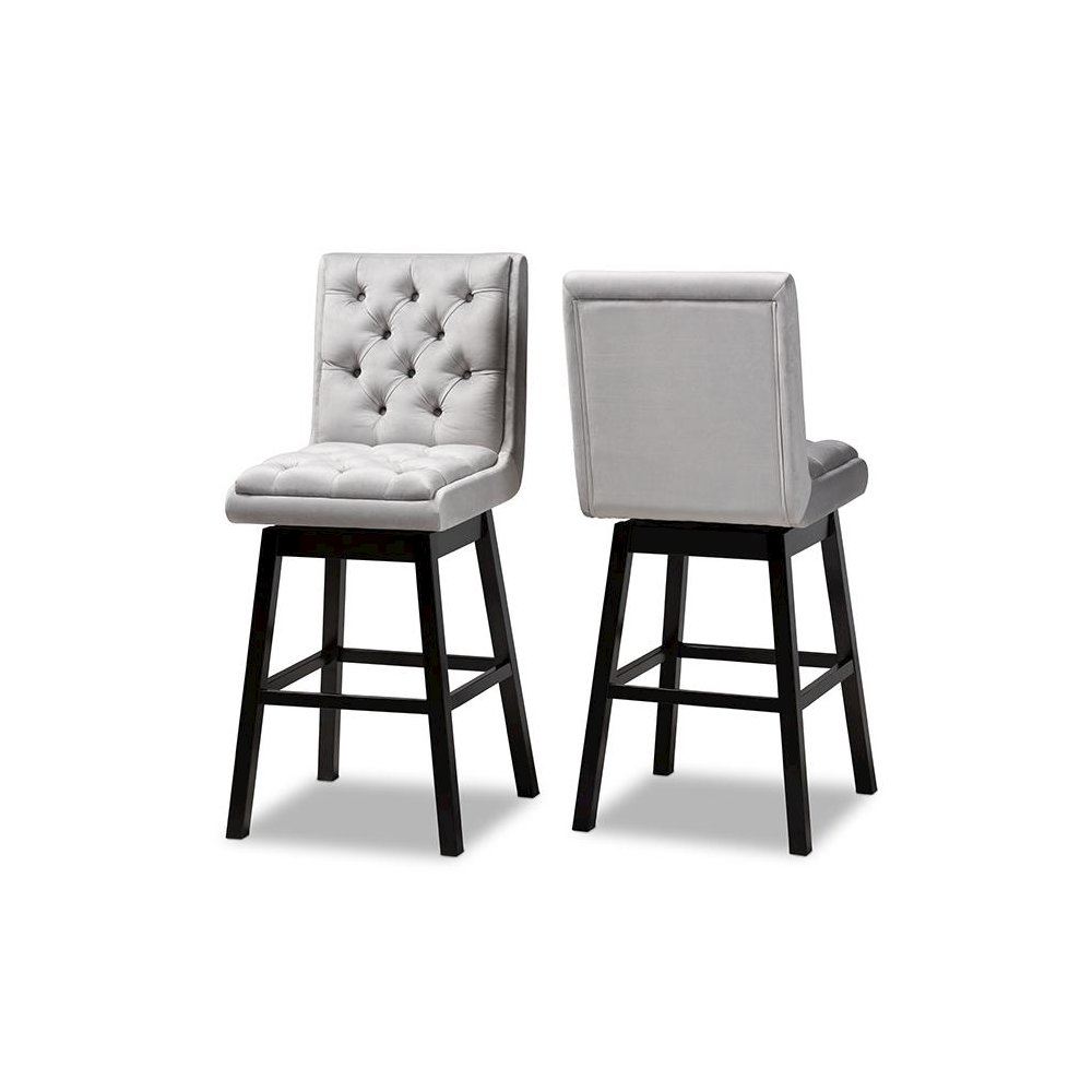 Dark Brown Finished Wood 2-Piece Swivel Bar Stool Set Set. Picture 1