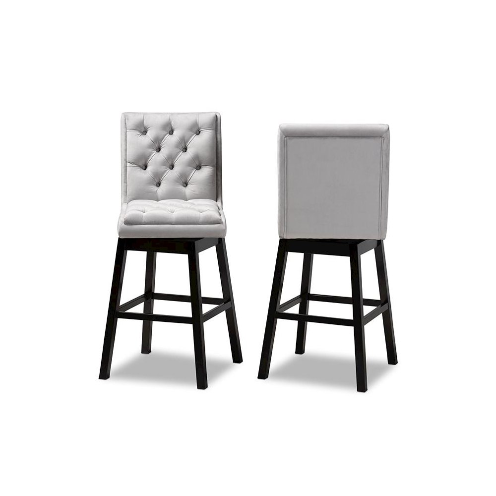 Dark Brown Finished Wood 2-Piece Swivel Bar Stool Set Set. Picture 2