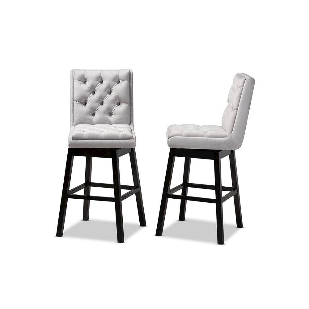 Dark Brown Finished Wood 2-Piece Swivel Bar Stool Set Set. Picture 3