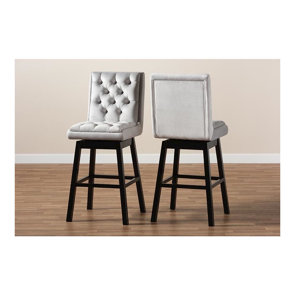 Dark Brown Finished Wood 2-Piece Swivel Bar Stool Set Set. Picture 7