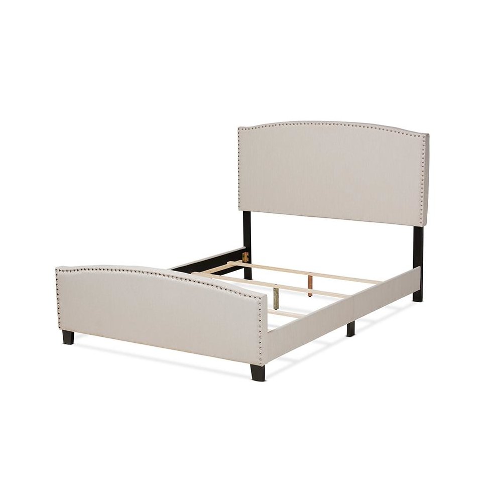 Morgan Modern Transitional Beige Fabric Upholstered King Size Panel Bed. Picture 3