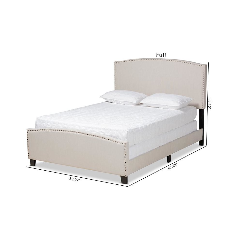 Morgan Modern Transitional Beige Fabric Upholstered King Size Panel Bed. Picture 8